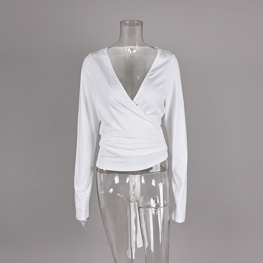 Fashionable Wrap Style Figure-hugging Top - Draped in Grace