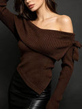 Off-Shoulder Ribbed Knit Top - Draped in Grace