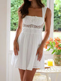 Lace Detail Wide Strap Mini Dress - Draped in Grace
