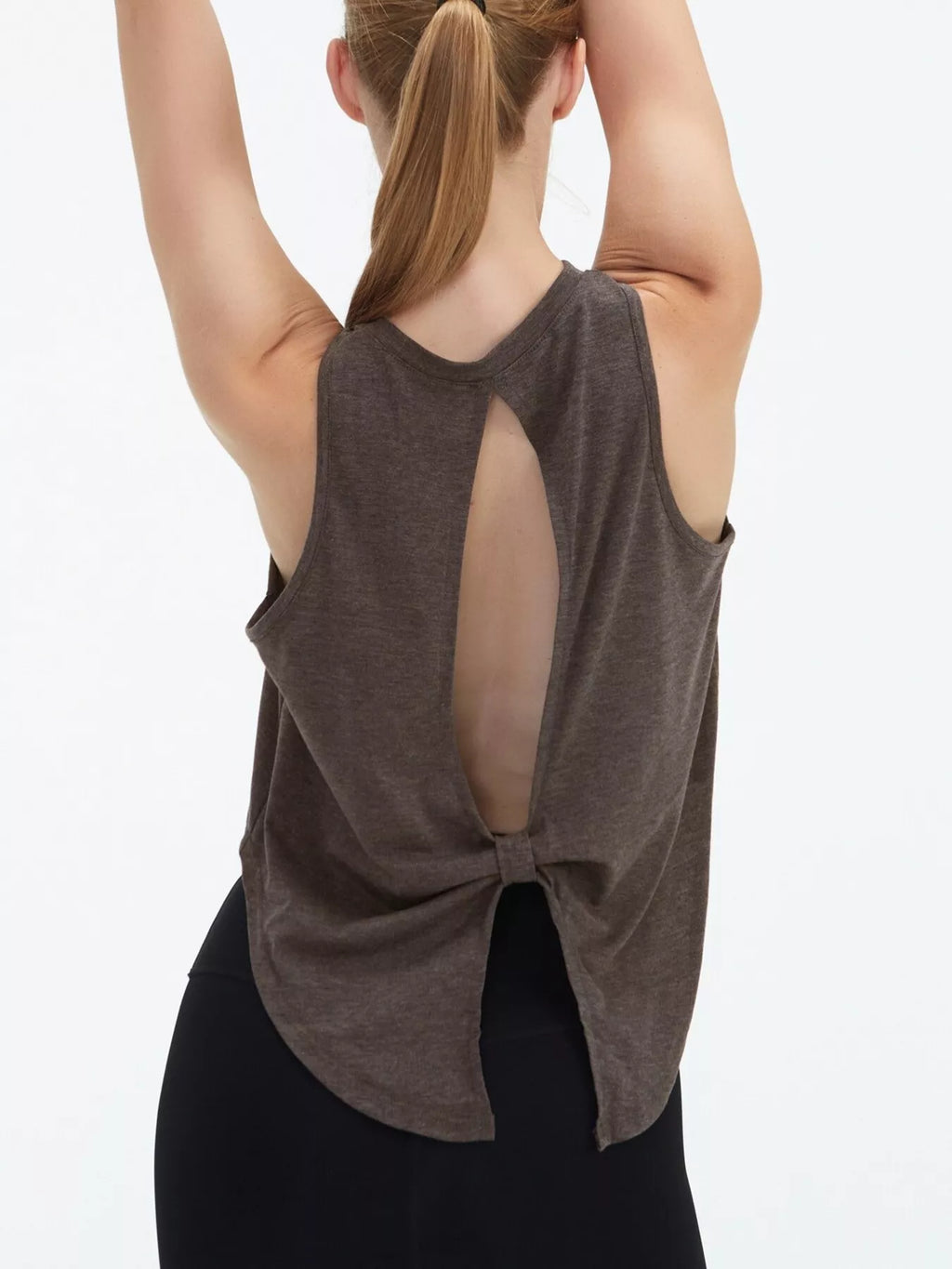 Cutout Back Round Neck Active Tank - Draped in Grace