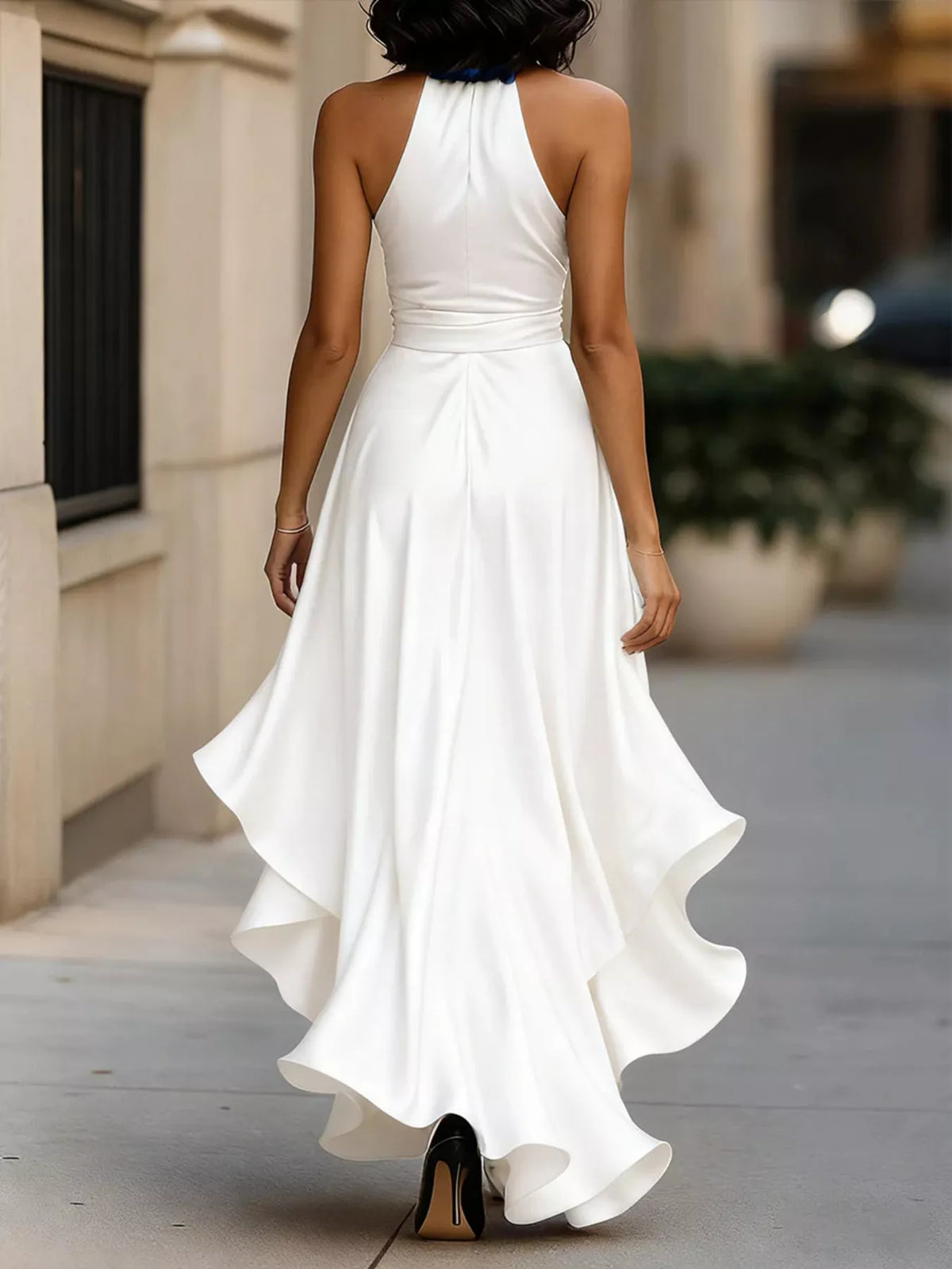 Ruffled Halter Neck Maxi Dress - Draped in Grace