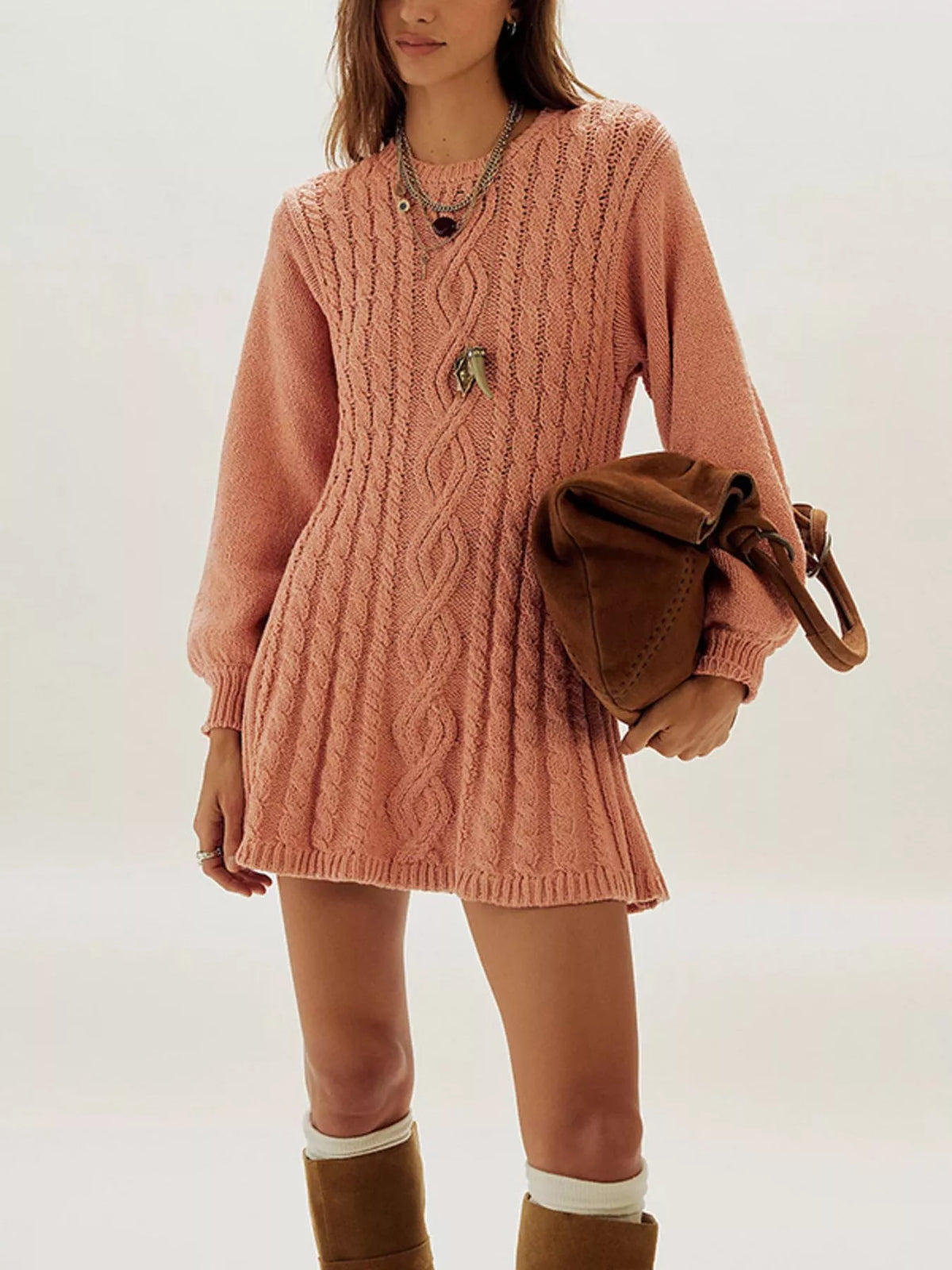 Cable Knit Sweater Mini Dress - Draped in Grace