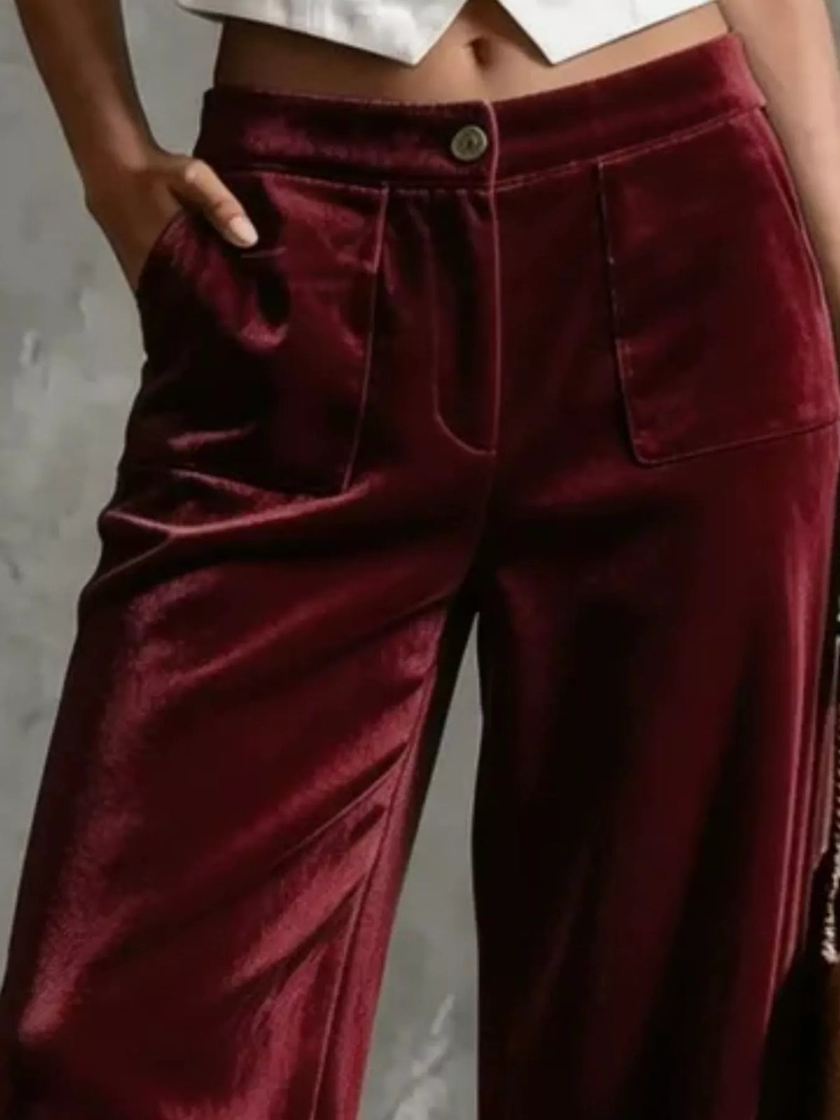 Full Size Velvet Wide-Leg Pants Plus Size - Draped in Grace