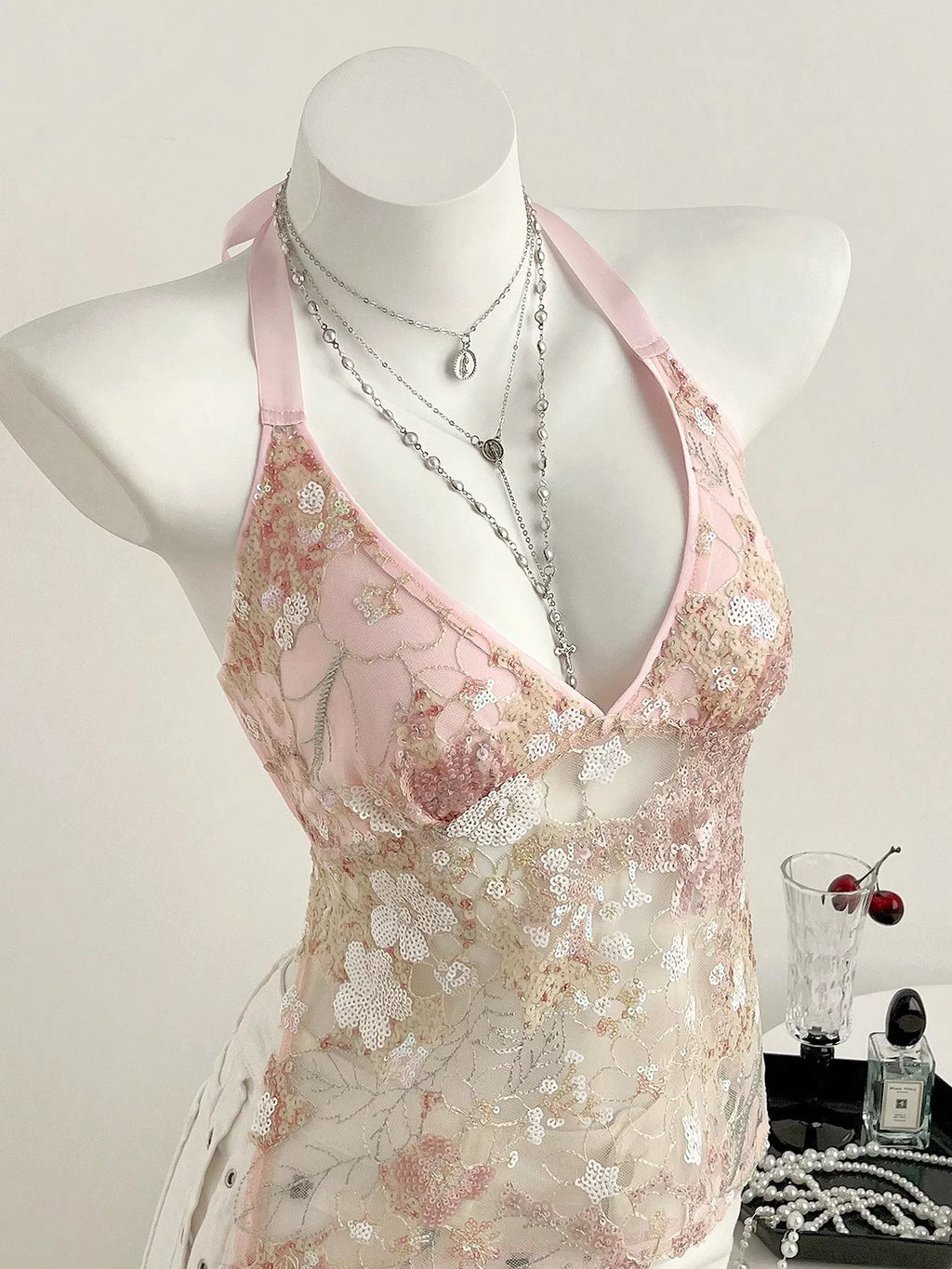 Sequin Halter Neck Cami - Draped in Grace