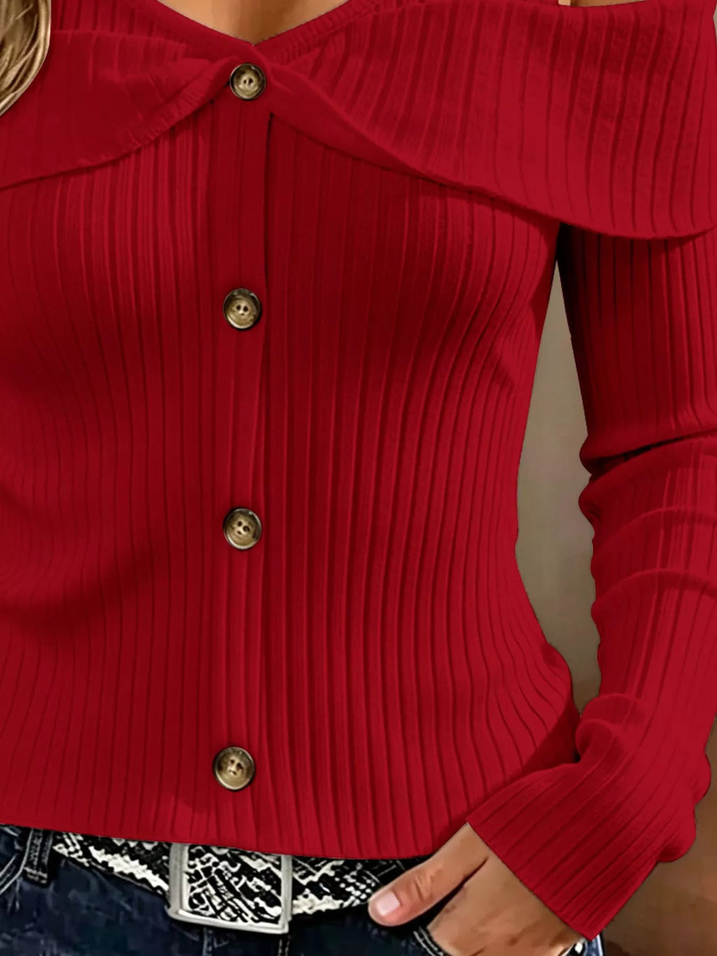 Cold Shoulder Ribbed Knit Top - Draped in Grace