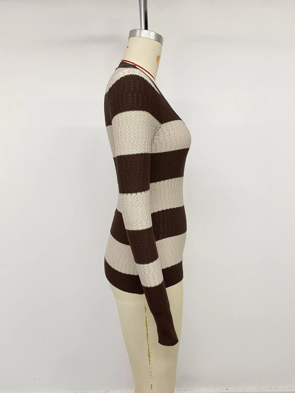 Striped V-Neck Knit Top - Draped in Grace