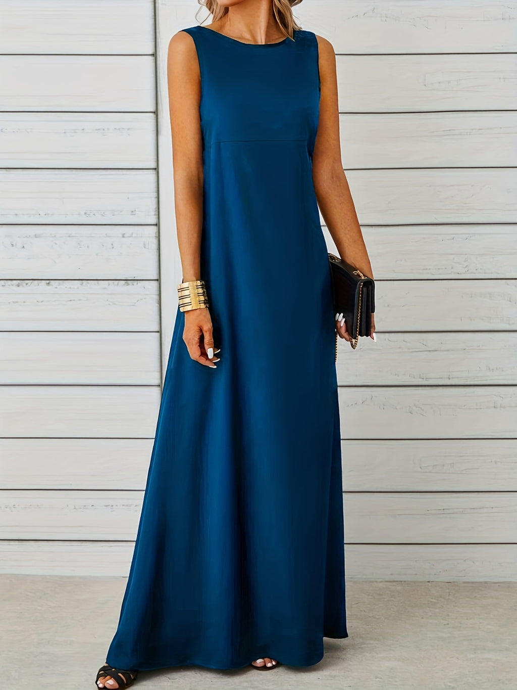 Sleeveless Flowy Maxi Dress - Draped in Grace