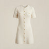Ribbed Knit Mini Dress with Button Detail