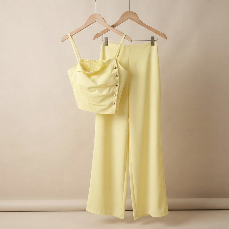 Smocked Cami Wide Leg Pants Set