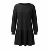 Waffle Knit Long-Sleeve Dress, Black